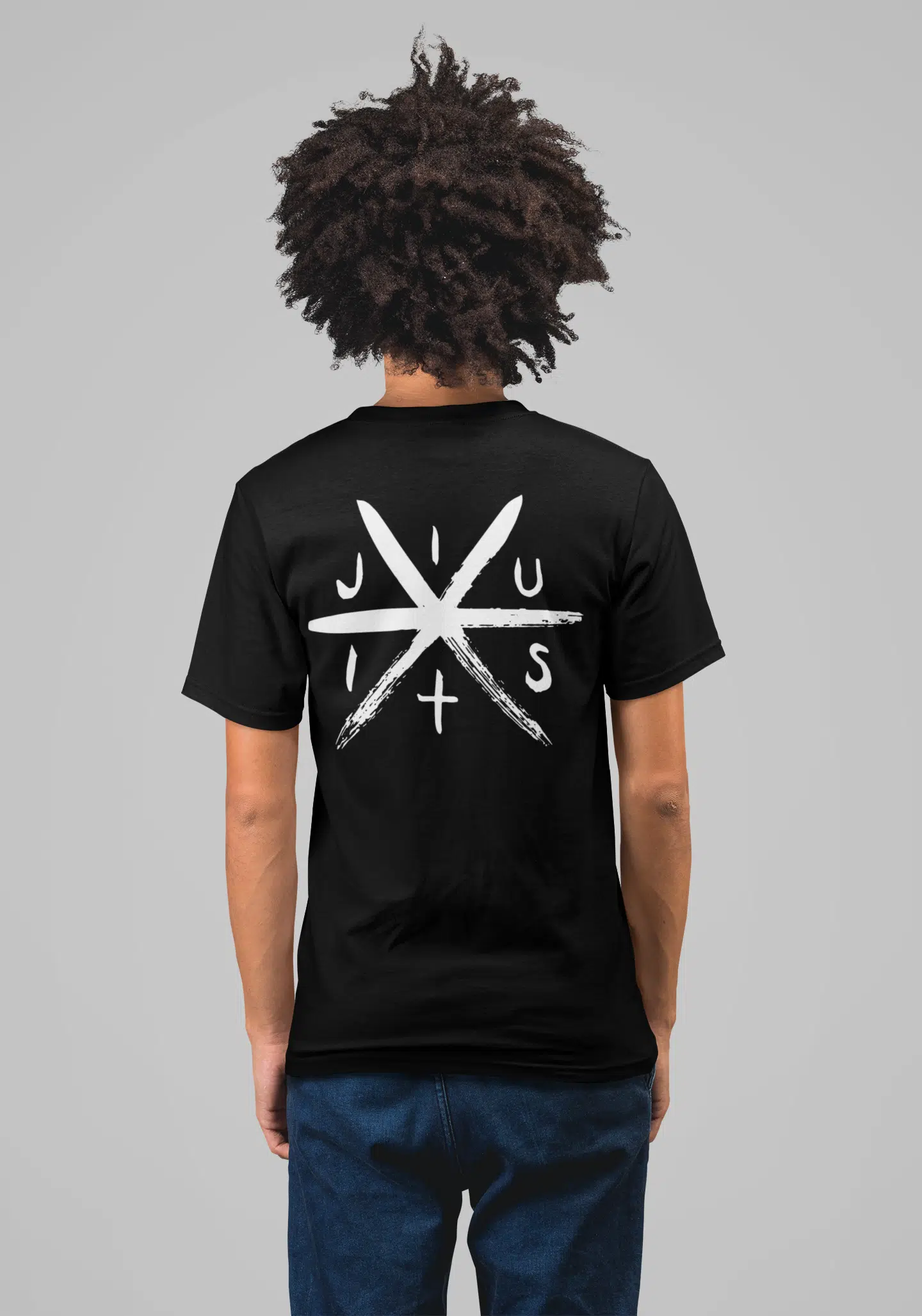 back-t-shirt-mockup-of-a-young-man-with-afro-hair-22223 Power of One Men's classic tee - Image 1
